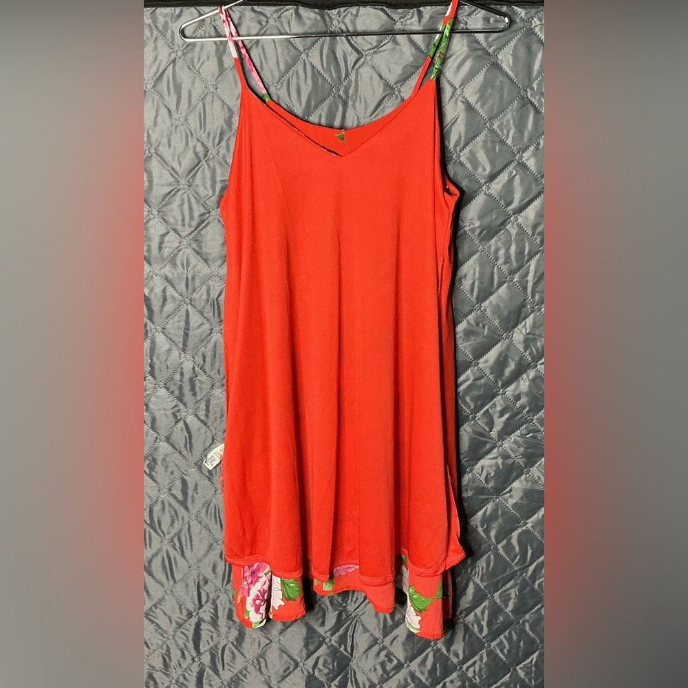 Peach Love California Red Floral Dress small red and pink floral - Picture 7 of 12